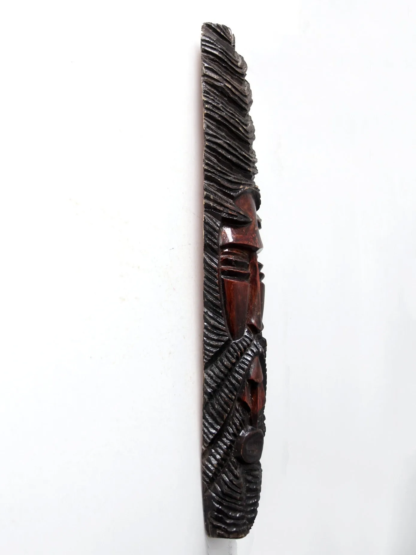 vintage folk art carved wood face wall hanging