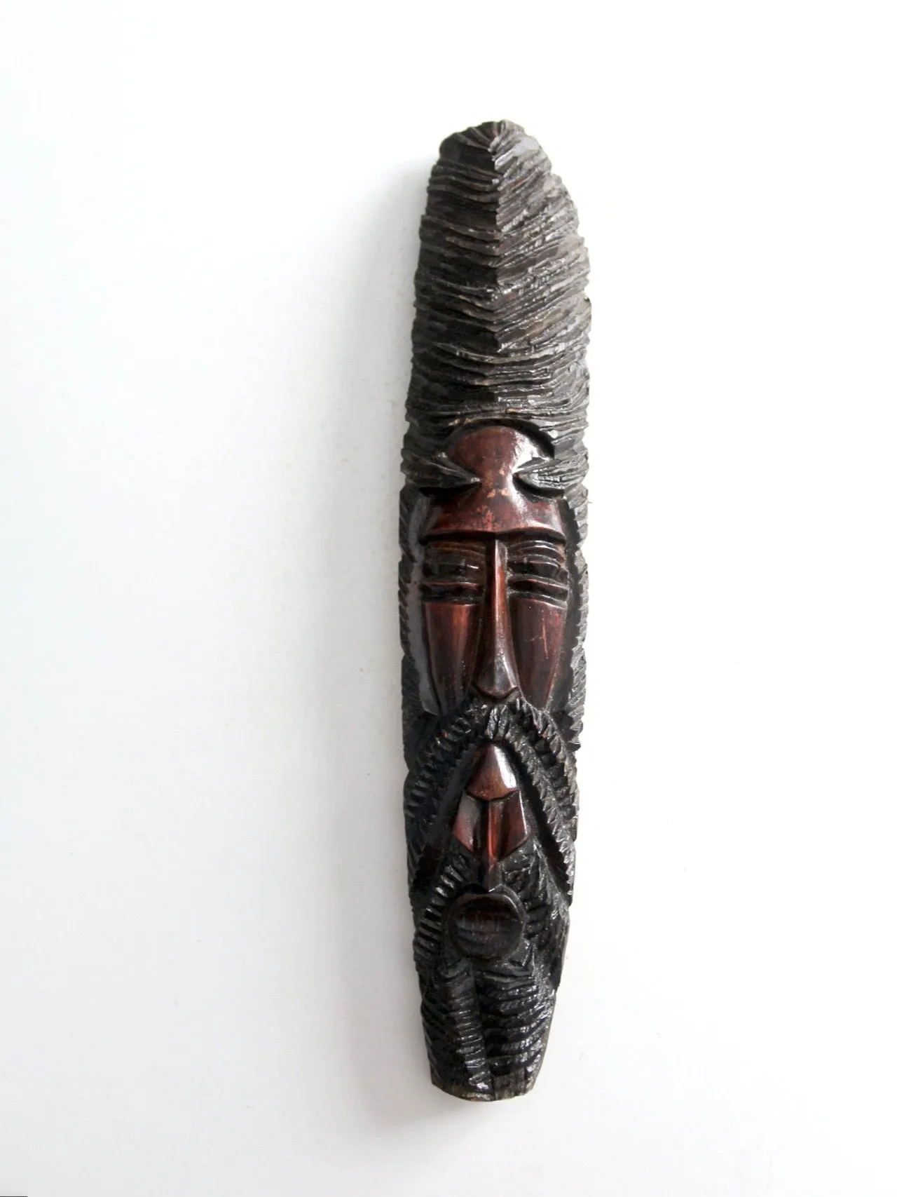 vintage folk art carved wood face wall hanging