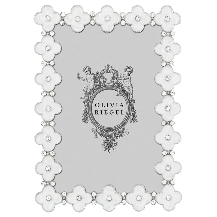 White Enamel Clover 4" x 6" Frame