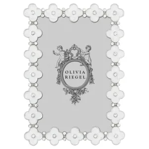 White Enamel Clover 4" x 6" Frame