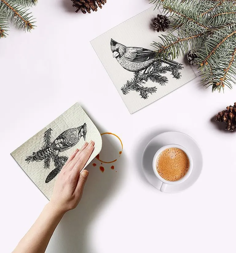 Winter Birds Swedish Dishcloths