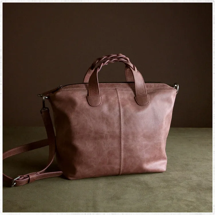 Womens Black Leather Work Handbag Purse Unique Leather Work Shoulder Purse for Ladies