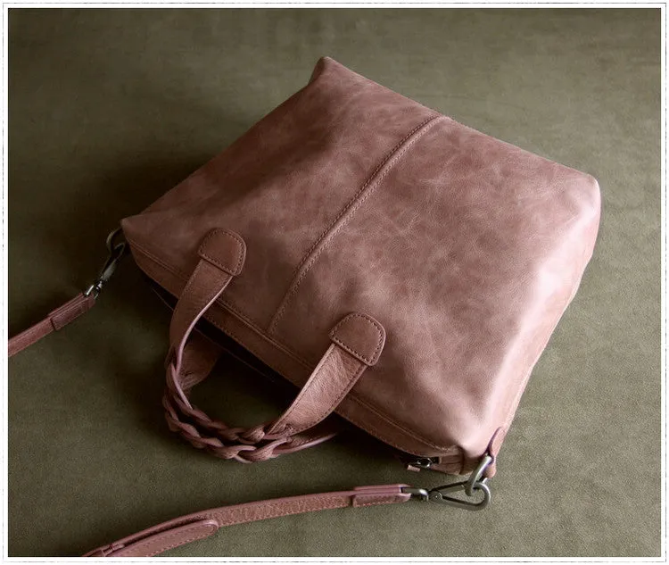 Womens Black Leather Work Handbag Purse Unique Leather Work Shoulder Purse for Ladies