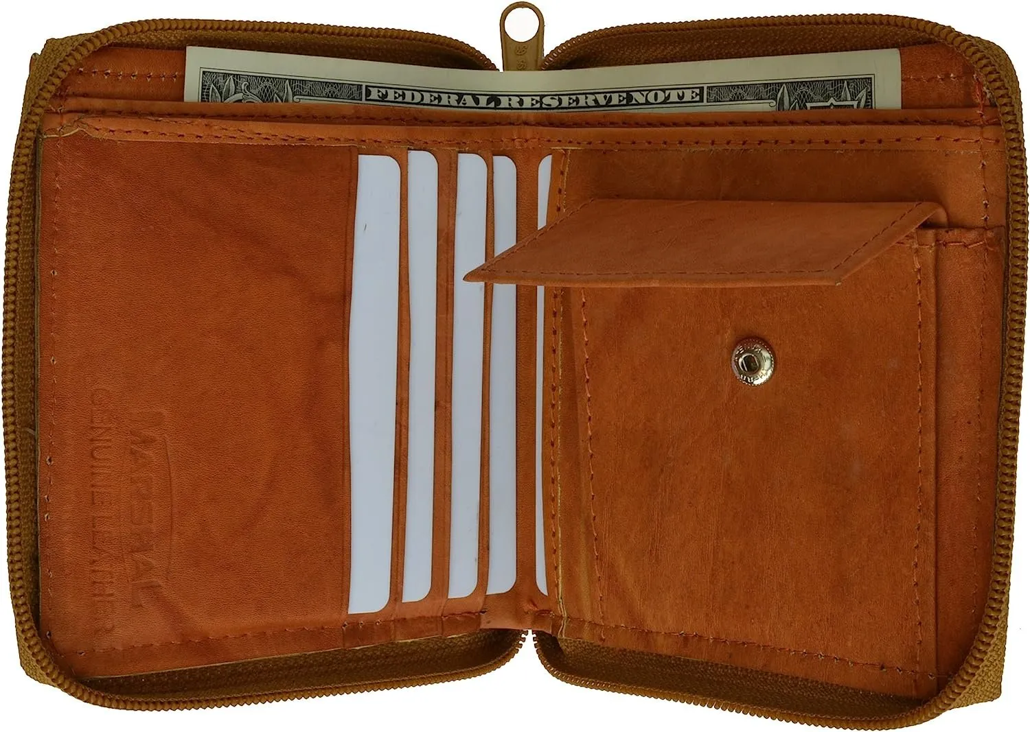 Zip Around Bifold Wallet with Snap Down Coin Purse for Men by Marshal
